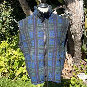 Mens 90s vintage plaid fleece vest